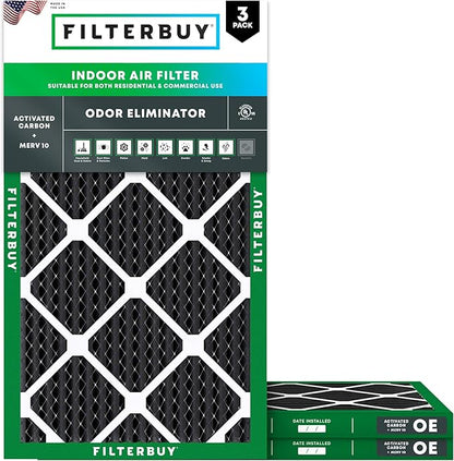 Filterbuy 15x25x1 Air Filter MERV 10 Odor & Allergy Defense by Filterbuy