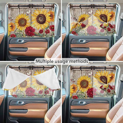 Sunflowers Magnetic Double Layer Car Window Shades, Side Window Curtains - Image 5
