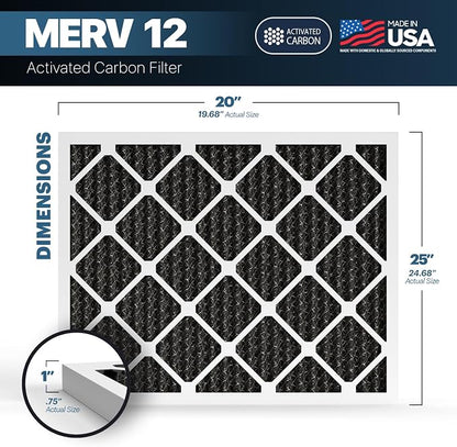 BNX TruFilter 20x25x1 MERV 12 Odor Defense AC Furnace Air Filter - Image 2