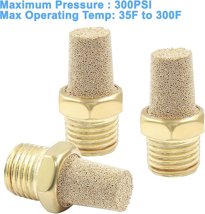 10 Pack 1/4" Male Thread Pneumatic Brass Exhaust Muffler Filter Air Pneumatic - Image 4