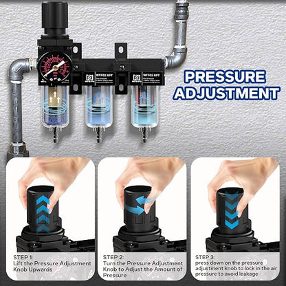 NEWPO 1/4" NPT Air Drying System, Air Filter Pressure Regulator - Image 7