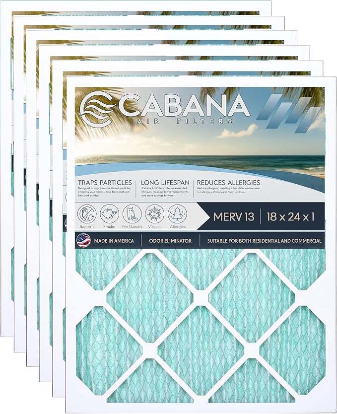 Cabana Filters 6-Pack 18x24x1 MERV 13 AC Furnace Air Filter by CabanaAirFilters