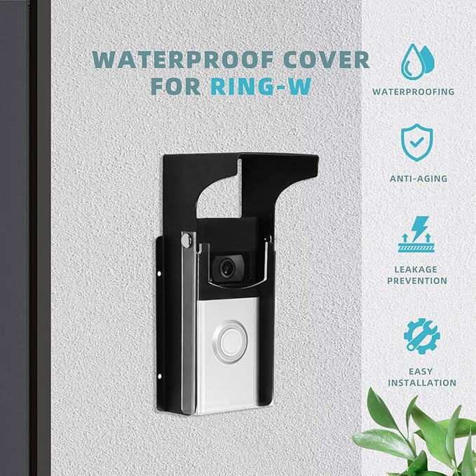"Black Doorbell Rain Cover - Waterproof, Anti-Glare - Compatible with Blink/Google Nest/Arlo Video Doorbell".