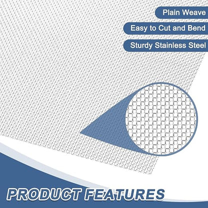uxcell 20 Mesh 79" x 16" Woven Wire Mesh, 304 Stainless Steel Air Vent Filter - Image 3