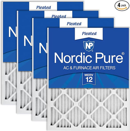 Nordic Pure 20x25x1 Pleated MERV 12 Air Filters 4 Pack by NordicPure