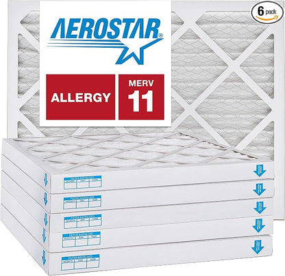 Aerostar 18x25x2 MERV 11, Pleated Air Filter, Box of 6, Made in the USA by AirFiltersDelivered