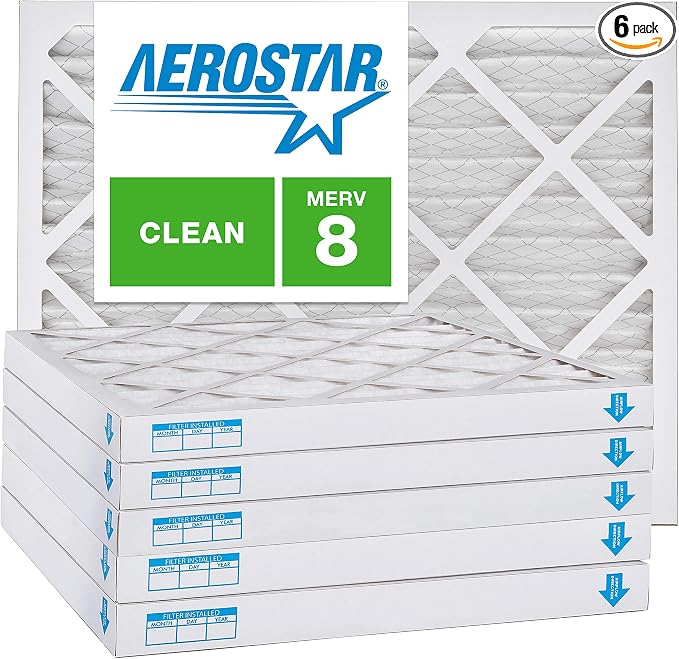Aerostar 18x18x2 MERV 8, Pleated Air Filter, Box of 6, Made in the USA by AirFiltersDelivered
