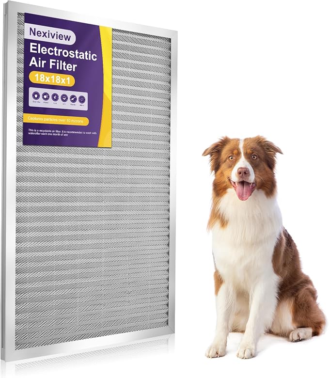 18x18x1 Furnace Filter-MERV8, Washable & Reusable Electrostatic Air Filter by Nexiview