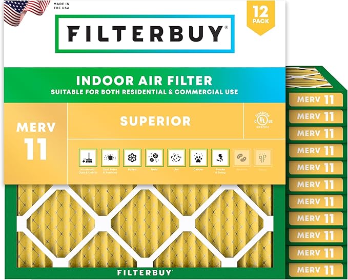 Filterbuy 17x17x1 Air Filter MERV 11 Superior Pet & Allergy Defense, by Filterbuy
