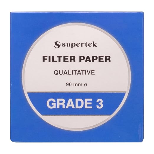 Filter Paper, Qualitative, Grade 3, 90 mm Pack of 100 Sheets by Supertek