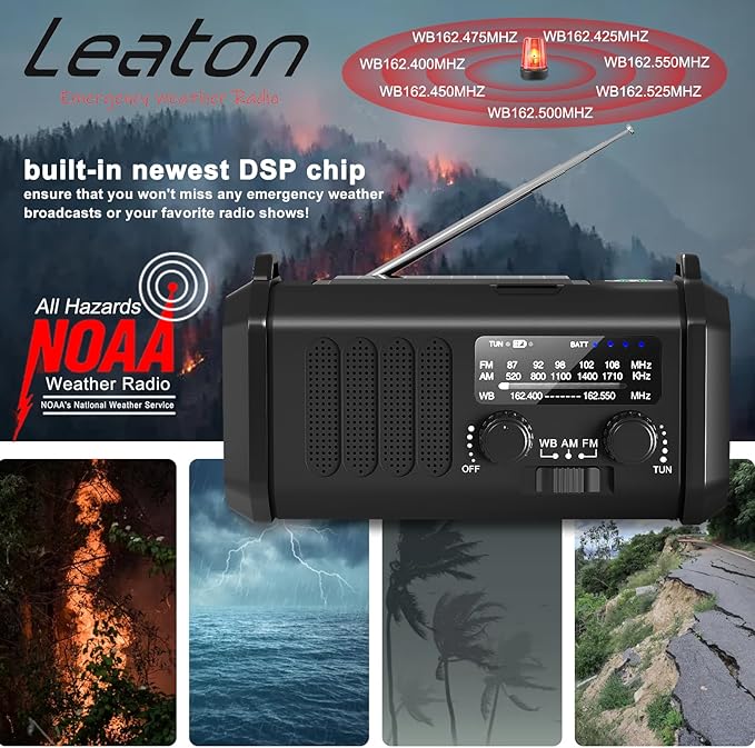 Gifts for Men Husband Dad Valentines Day, Emergency Hand Crank NOAA Weather - Image 2