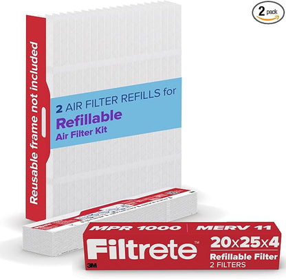 Filtrete 20x25x4 Refillable Air Filter replacement, MPR 1000, MERV 11, Allergen by Filtrete