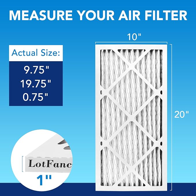 LotFancy 10x20x1 Air Filter MERV 13 4-Pack, Electrostatic Pleated HVAC Furnace - Image 2