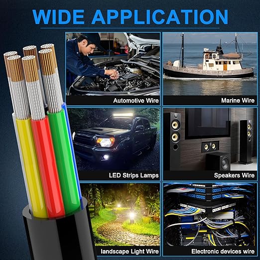NAOEVO 18 Gauge Wire 6 Conductor Electrical Wire, 18 AWG Stranded PVC Cord, 12V Low Voltage/Tinned Copper/Flexible Cable for Automotive Wiring, Lamp Cord, Marine Cable (30FT)