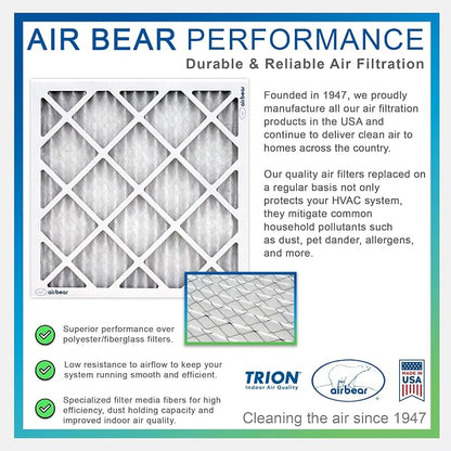 16x25x3 TRION Air Bear Cub Pleated HVAC Air Filter MERV 8 - Image 9