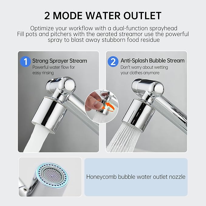 YYKBZ 1440° Rotating Sink Water Filter Faucet Extender Aerator, 2 Mode Swivel - Image 4