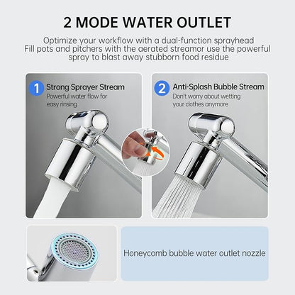 YYKBZ 1440° Rotating Sink Water Filter Faucet Extender Aerator, 2 Mode Swivel - Image 4