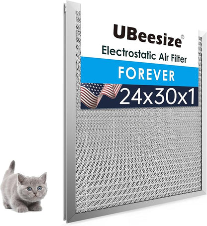 UBeesize 24x30x1 Reusable Electrostatic Air Filter HVAC AC Furnace Filter by UBeesize