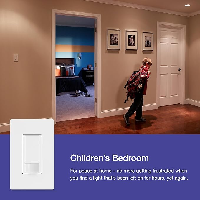 Lutron Maestro Motion Sensor Light Switch for Bathroom, Garage, Laundry Room, Closet, for Any Light Bulbs, Occupancy and Vacancy Sensor, Single-Pole Only, No Neutral Req, MS-OPS2-WH-3, White, 3 Pack
