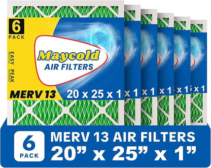 Maycold MERV 13 20x25x1 Air Filter, High-Efficiency Pleated AC & Furnace Filters by Maycold