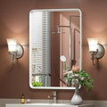 20x30 Inch Silver Framed Mirror, Silver Bathroom Vanity Mirror for Wall, Brushed Nickel, Rounded Rectangle Mirror, Shatterproof, Anti-Rust (Horizontal/Vertical)