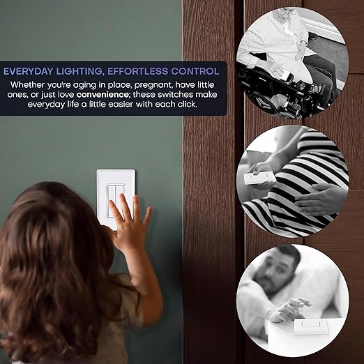 RunLessWire Fan & Light Battery-Free DIY Wireless Light Switch Kit 150ftRF Range Kinetic for Bathrooms & Ceiling Fans: 1 Dual Remote Switch Controls 2 5A On/Off Receivers Separately – Brown