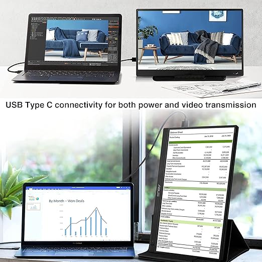 240W USB 3.2 Gen 2X2 Display Monitor Link Data Transfer Video Cable for Lepow Z1 15.6 In, InnoView, ASUS ZenScreen, KYY, Cocopar, Arzopa, AOC, ViewSonic Portable Monitor HDR Outputt Charger Power Cord