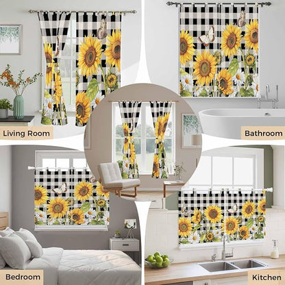 Sunflowers Kitchen Curtains 36 Inch Length, Small Window Curtains Tab Top - Image 7