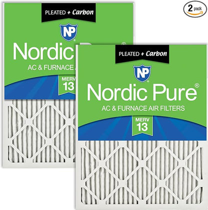 Nordic Pure 18x20x1 Pleated Air Filters MERV 13 Plus Carbon 2 Pack by NordicPure
