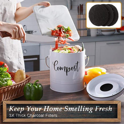 Compost Bin Kitchen, 1.3 Gallon Farmhouse Kitchen Compost Bin Countertop - Image 3
