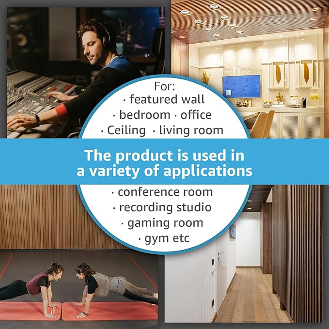Art3d 6-Pack Acoustic Wood Slat Wall Panels for Interior Decor, 3D Fluted Sound Absorbing Wood Paneling for Accent Wall Ceiling Kitchen Living Room Bedroom Office, 94.5 x 7.9 inch Deep Walnut