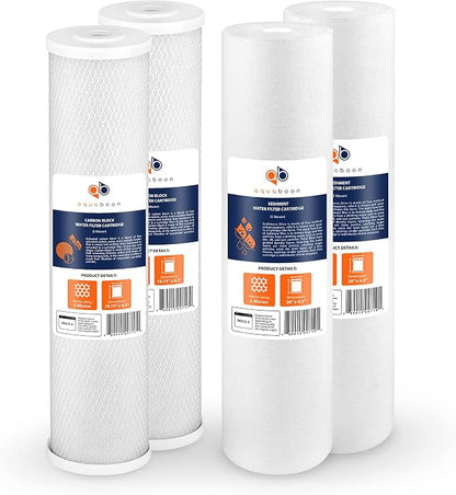 Aquaboon 5 Micron 20 x 4.5 Water Filter Cartridges Set of 4, Whole House Water by Aquaboon