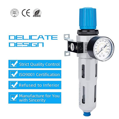 NANPU 1/4" NPT High Pressure Compressed Air Filter Regulator Water/Oil Trap - Image 6