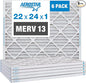 Aerostar 22x24x1 MERV 13 Pleated Air Filter, AC Furnace Air Filter, 6 Pack by AirFiltersDelivered