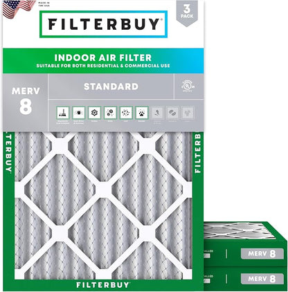 Filterbuy 30x36x2 Air Filter MERV 8 Essential Dust & Allergy Defense, by Filterbuy