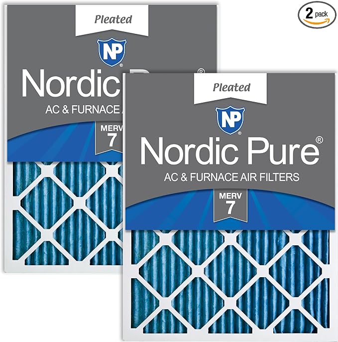 Nordic Pure 16x30x1 Pleated MERV 7 Air Filters 2 Pack by NordicPure