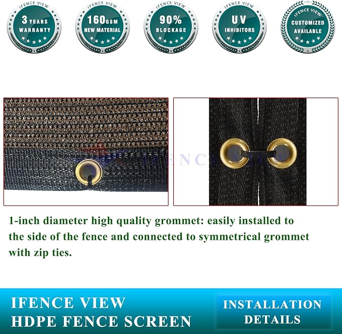6'x1' to 6'x100' Brown Shade Cloth Panels Fence Privacy Screen Fabric Mesh Net - Image 4