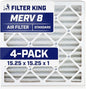 Filter King 15.25x15.25x1 Air Filter | 4-PACK | MERV 8 HVAC Pleated A/C Furnace by FilterKing