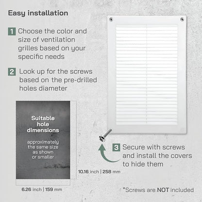 Vent Systems 6" x 10" White Plastic Soffit Vent Cover – Durable Flat - Image 4