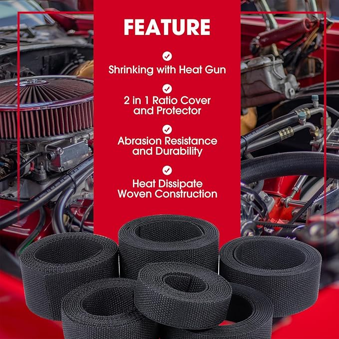 Sonoreboom 2 in 1 Heat Shrink Braided Sleeving Fabric Tubing-Ideal fit Irregular Shape Hose/Cable/Wire (45FT, 1-1/8"(29mm))