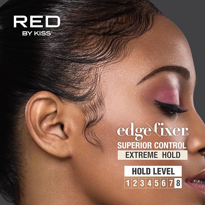 Red by Kiss Edge Fixer Extreme Hold, Strong Edge Control with 24-Hour Hold, Infused with Biotin for Nourishment & Hydration, No Flaking or Oily Residue (3.38 Fl.oz.)