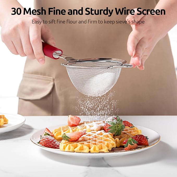 U-Taste Small Fine Mesh Strainer: 18/8 Stainless Steel 3.35in 30 Mesh Kitchen - Image 5