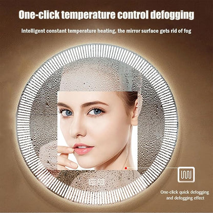31.5 Inch LED Round Bathroom Mirror, Wall Mounted Multifunction Bathroom Vanity - Image 4