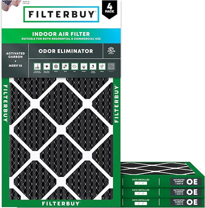Filterbuy 16x25x1 Air Filter MERV 10 Odor & Allergy Defense by Filterbuy