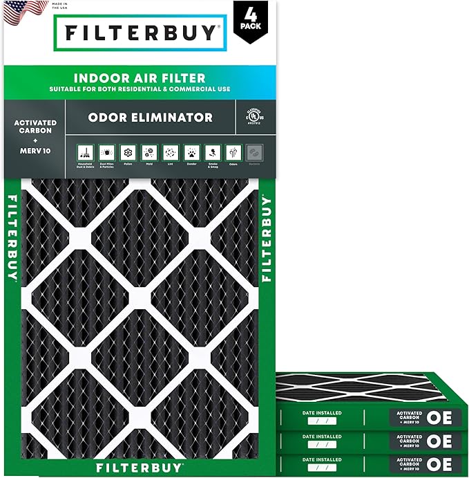 Filterbuy 10x20x1 Air Filter MERV 10 Odor & Allergy Defense by Filterbuy