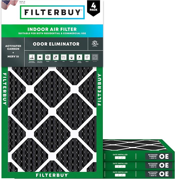 Filterbuy 17x25x1 Air Filter MERV 10 Odor & Allergy Defense by Filterbuy