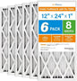 LotFancy 12x24x1 Air Filter MERV 8 6-Pack, Electrostatic Pleated Furnace & AC by LotFancy