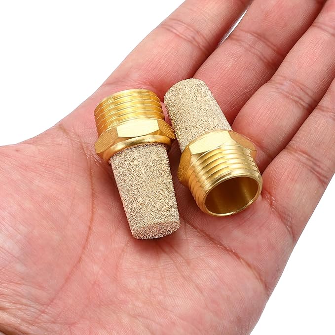 MECCANIXITY 4pcs Male Air Pneumatic Mufflers 1/2" NPT Male Sintered Bronze - Image 4