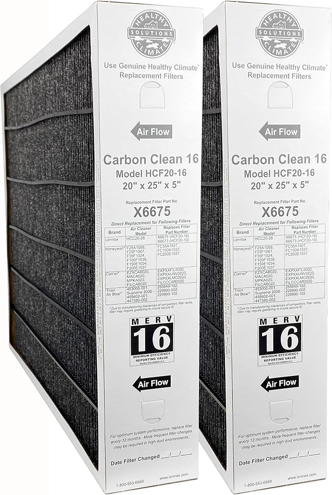 Lennox X6675 Carbon Clean 20 x 25 x 5 Inch MERV 16 Efficient Air Filter by Unknown