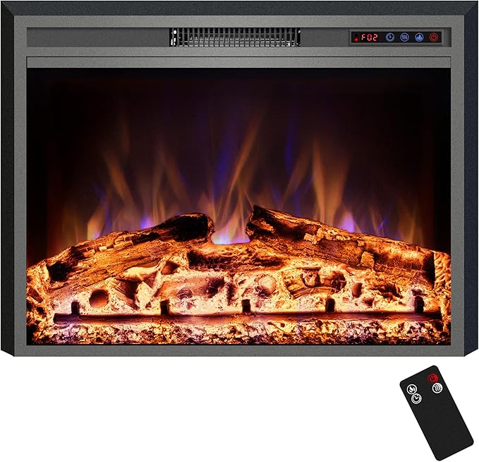 Electric Fireplace, 25" Electric Fireplace Inserts, Recessed Fireplace Heater with Remote Control, Adjustable Flame Colors, Timer&Overheating Protection, 750/1500W